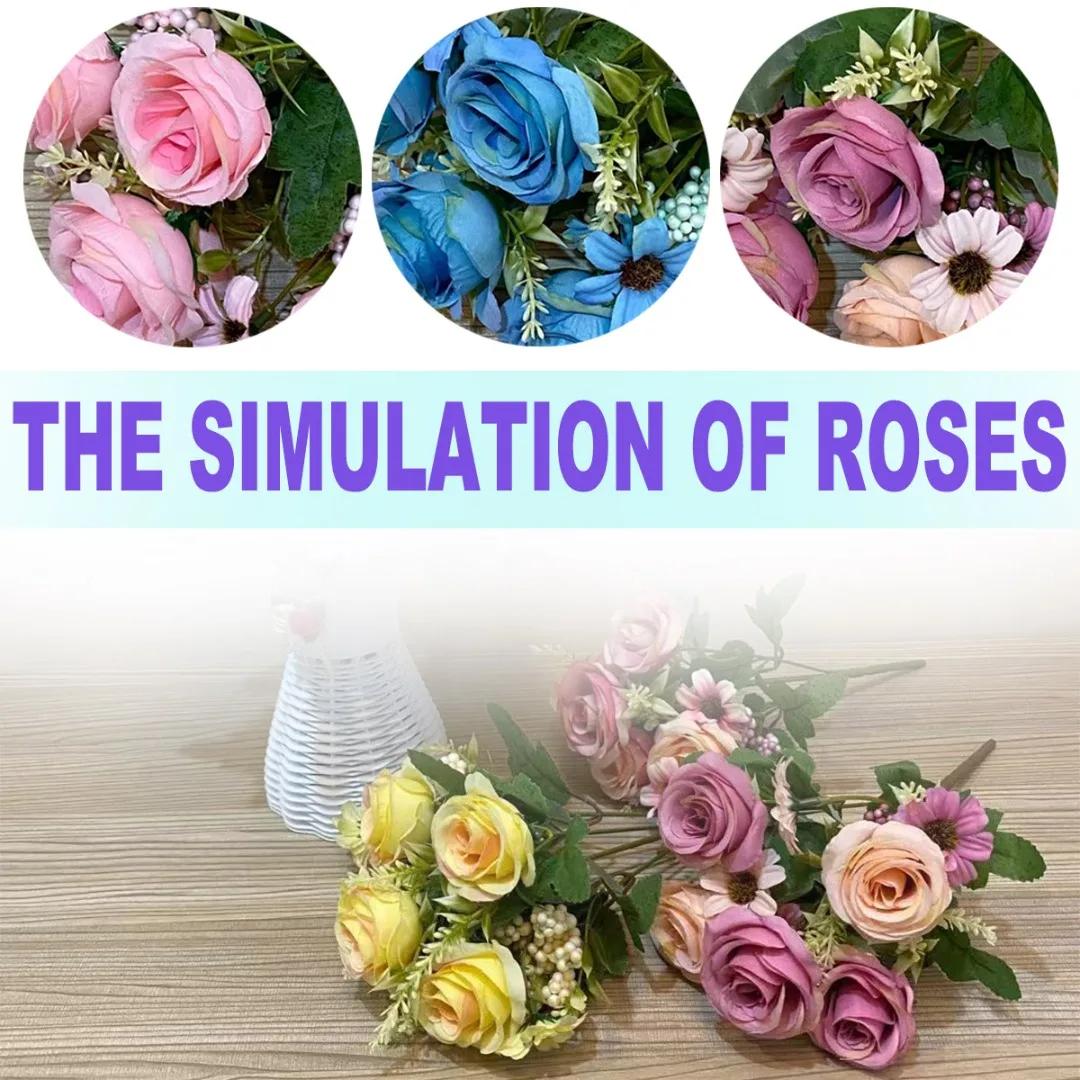 1 bouquet of Artificial Rose Silk Flowers Beautiful Rose Peony Flower Bridal Holding Flower Home Garden Party Weddin